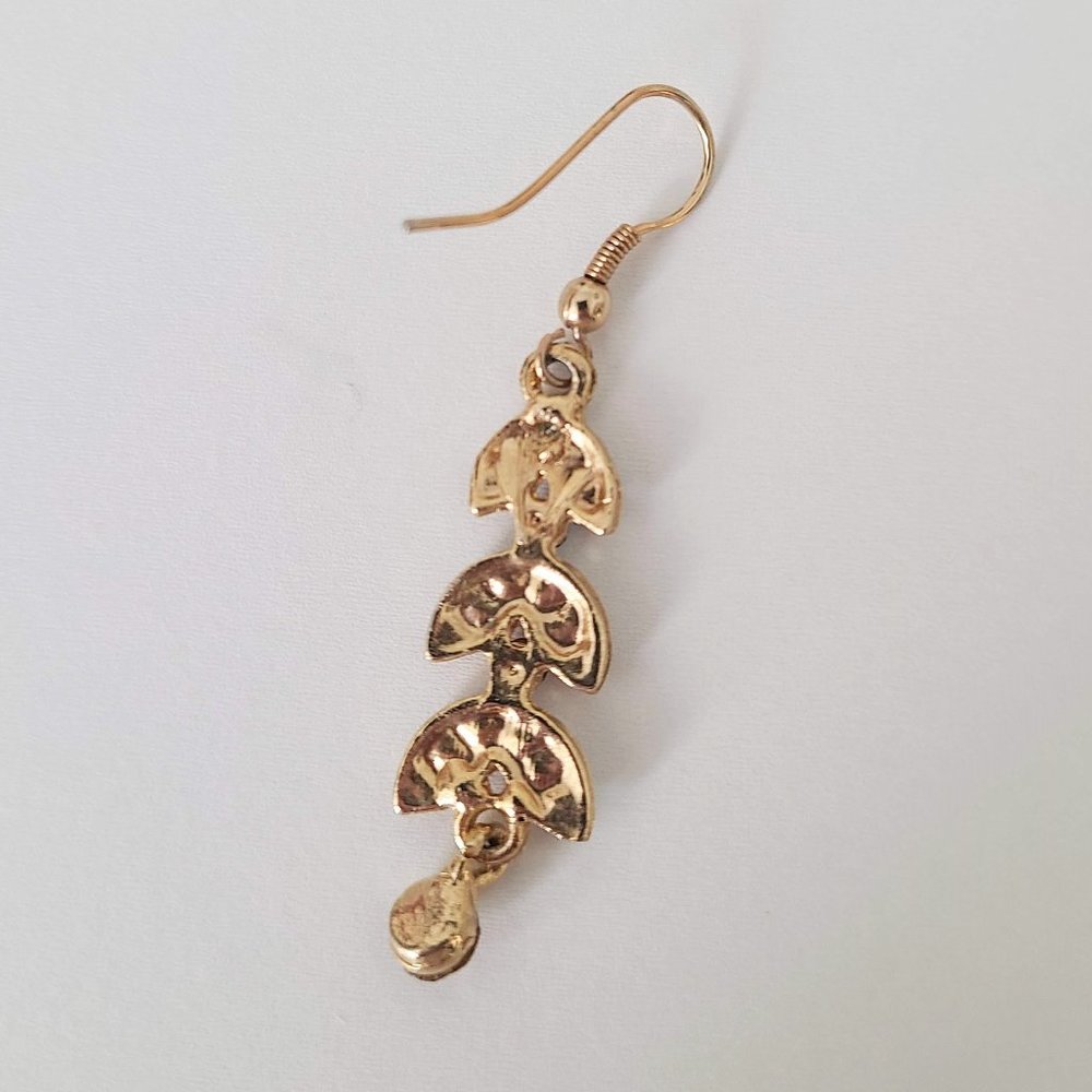 Gold Rhinestone Drop Earrings - Picture 4 of 6